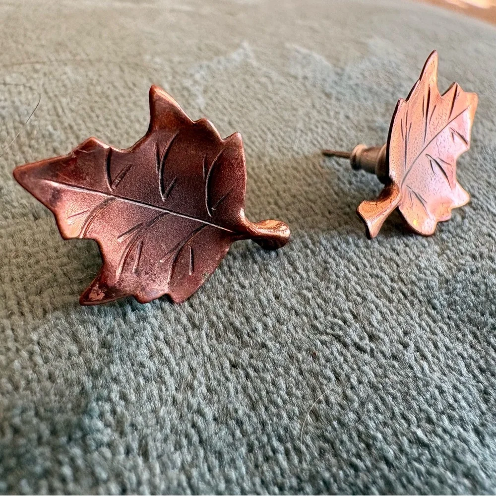 3 FOR $25: Copper Stuart Nye Maple Leaf Earrings - Picture 1 of 3